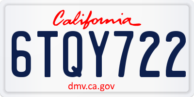 CA license plate 6TQY722