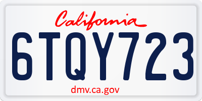 CA license plate 6TQY723