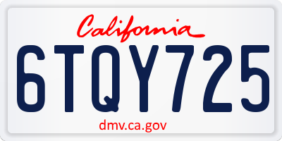 CA license plate 6TQY725