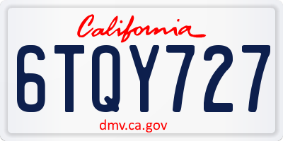 CA license plate 6TQY727