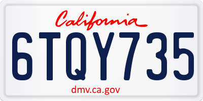 CA license plate 6TQY735