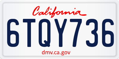 CA license plate 6TQY736