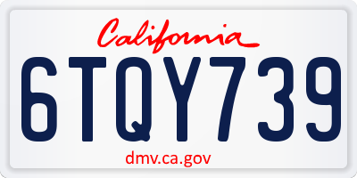 CA license plate 6TQY739