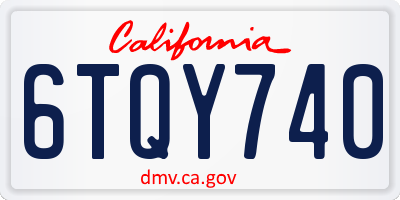 CA license plate 6TQY740