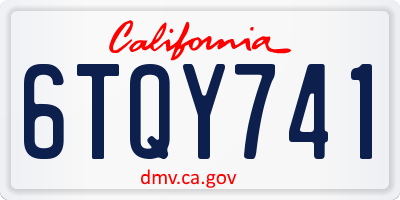 CA license plate 6TQY741