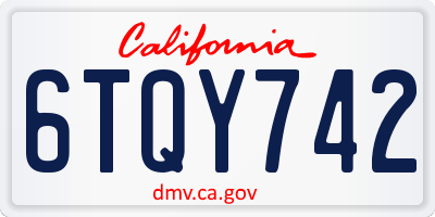 CA license plate 6TQY742