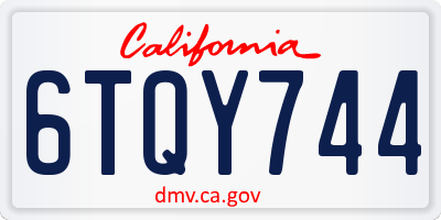 CA license plate 6TQY744