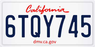 CA license plate 6TQY745