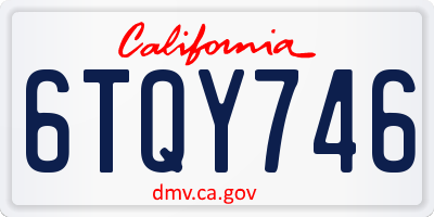 CA license plate 6TQY746