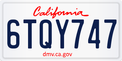 CA license plate 6TQY747