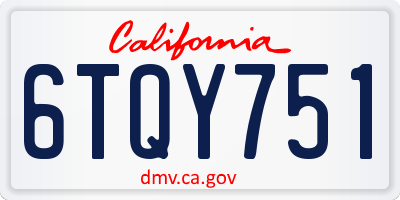 CA license plate 6TQY751