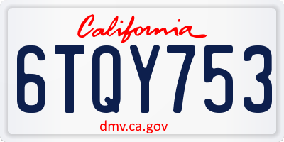 CA license plate 6TQY753