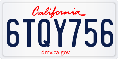 CA license plate 6TQY756