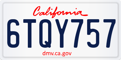 CA license plate 6TQY757