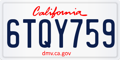 CA license plate 6TQY759