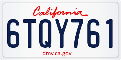 CA license plate 6TQY761