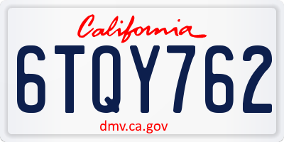 CA license plate 6TQY762