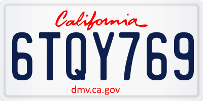 CA license plate 6TQY769