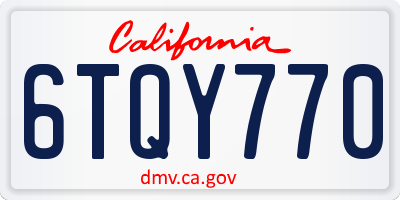 CA license plate 6TQY770