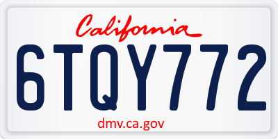 CA license plate 6TQY772