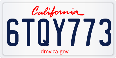 CA license plate 6TQY773