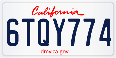 CA license plate 6TQY774