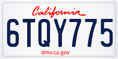 CA license plate 6TQY775