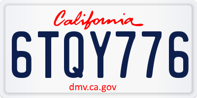 CA license plate 6TQY776