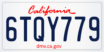 CA license plate 6TQY779