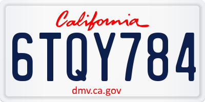 CA license plate 6TQY784