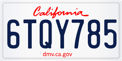 CA license plate 6TQY785