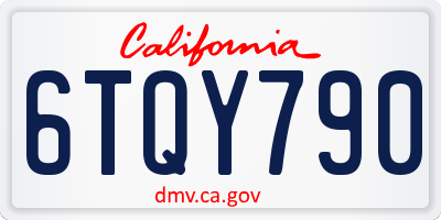 CA license plate 6TQY790