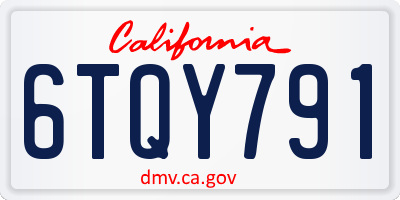 CA license plate 6TQY791