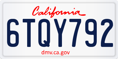 CA license plate 6TQY792