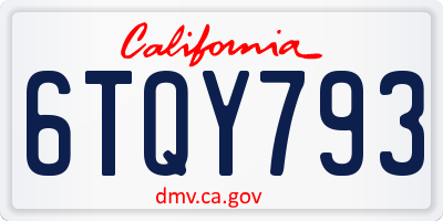 CA license plate 6TQY793