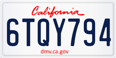 CA license plate 6TQY794