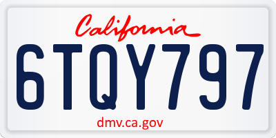 CA license plate 6TQY797