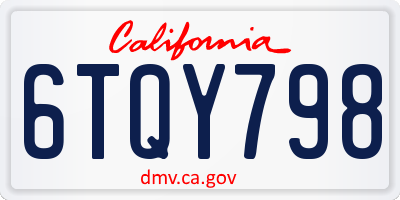 CA license plate 6TQY798