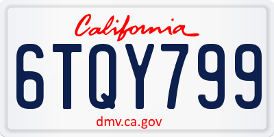 CA license plate 6TQY799