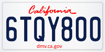 CA license plate 6TQY800