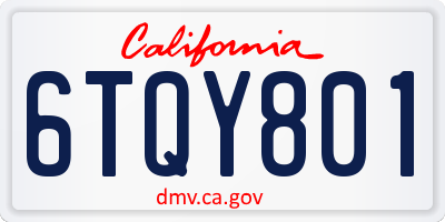 CA license plate 6TQY801