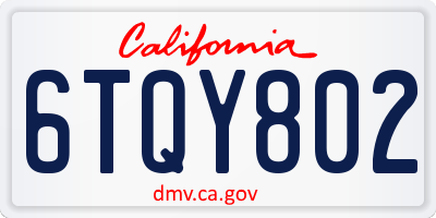 CA license plate 6TQY802