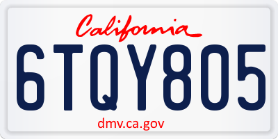 CA license plate 6TQY805