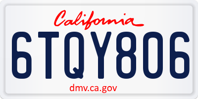 CA license plate 6TQY806