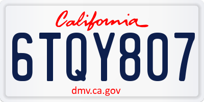 CA license plate 6TQY807