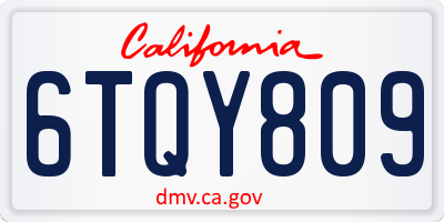 CA license plate 6TQY809