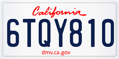 CA license plate 6TQY810