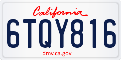 CA license plate 6TQY816