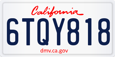 CA license plate 6TQY818
