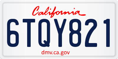 CA license plate 6TQY821